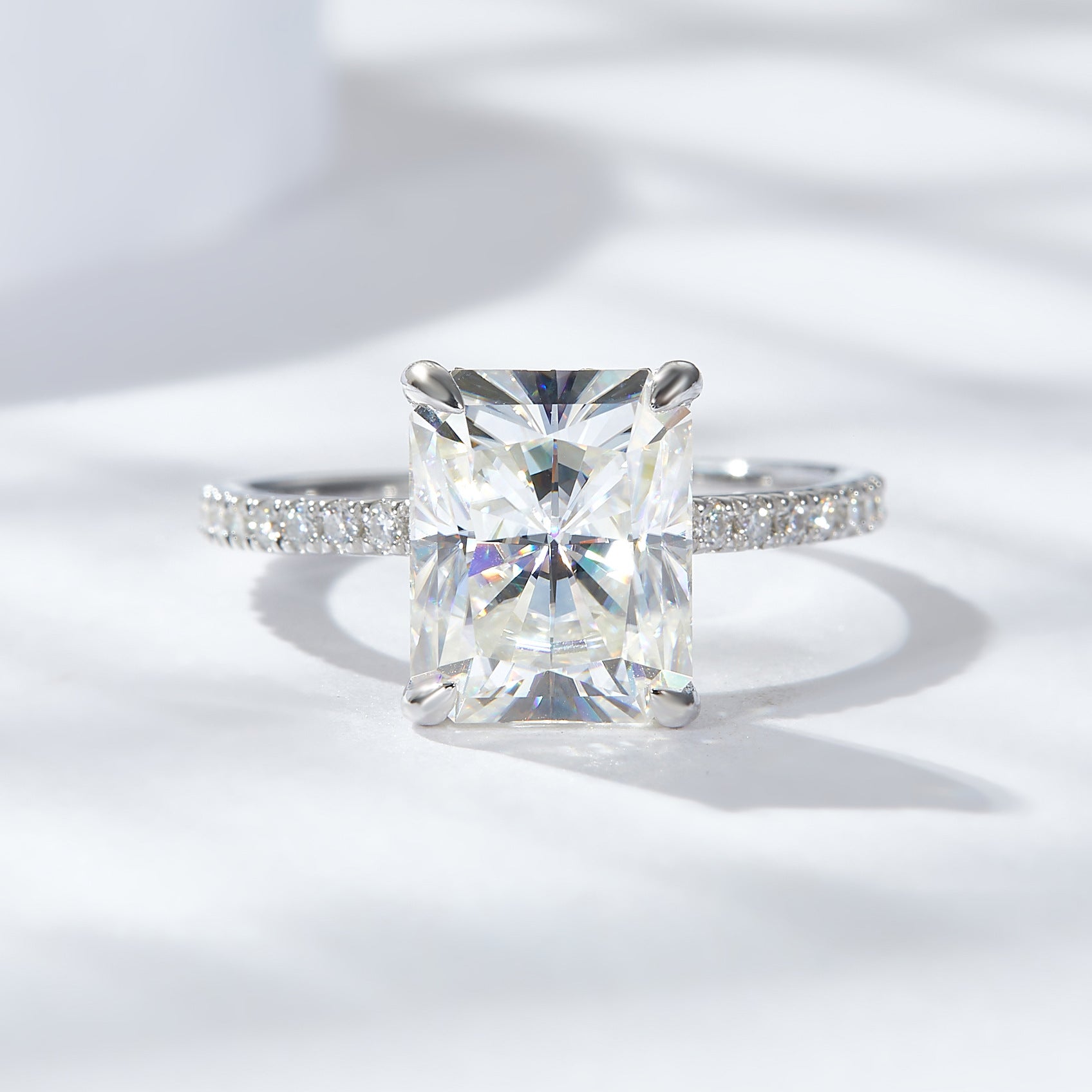 Florence Engagement Ring - 4carat Moissanite central stone and Pavé Band