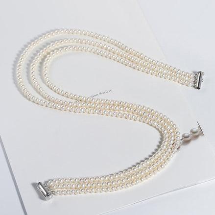 The Duchess Necklace - Three Layers Freshwater Pearls