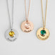 Amira Necklace — a personalized piece featuring a birthstone pendant and custom engraving