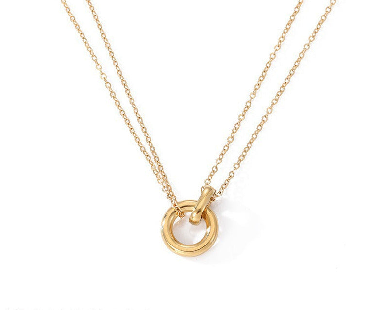 Calla Necklace — double chain and two hoops