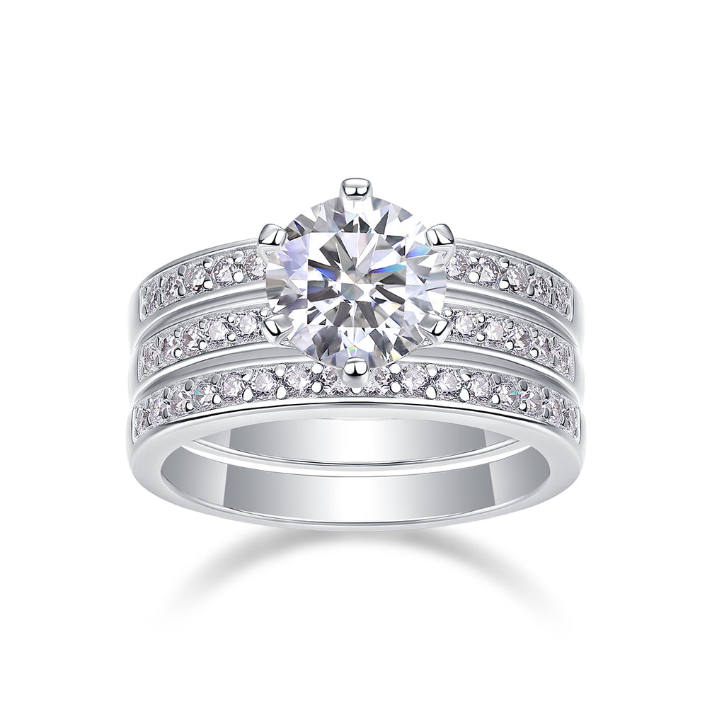 Three Rings Set - 2carat Moissanite central stone